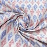 White Geometric Pure Raw Silk Ikkat