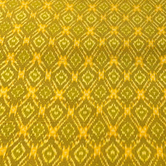 Mustard and Green Geometric Pure Raw Silk Ikkat
