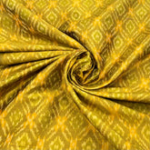 Mustard and Green Geometric Pure Raw Silk Ikkat