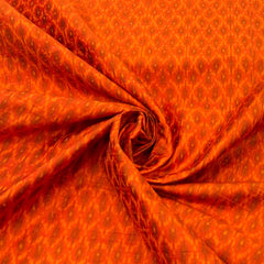 Orange Geometric Pure Raw Silk Ikkat