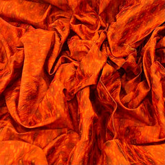 Orange Geometric Pure Raw Silk Ikkat