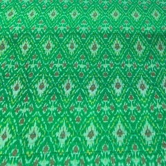 Green Geometric Pure Raw Silk Ikkat
