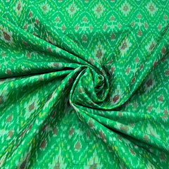 Green Geometric Pure Raw Silk Ikkat