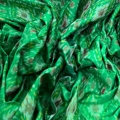 Green Geometric Pure Raw Silk Ikkat