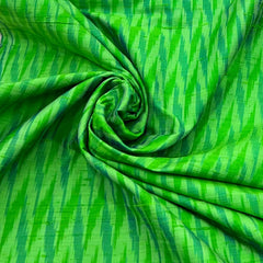 Light Green Dark Green Geometric Pure Raw Silk Ikkat