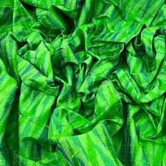 Light Green Dark Green Geometric Pure Raw Silk Ikkat