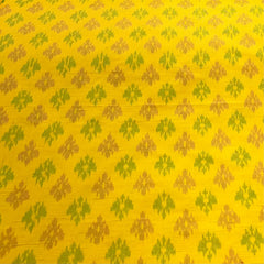 Yellow Geometric Pure Raw Silk Ikkat