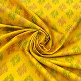 Yellow Geometric Pure Raw Silk Ikkat