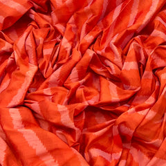 Orange Stripes Pure Raw Silk Ikkat