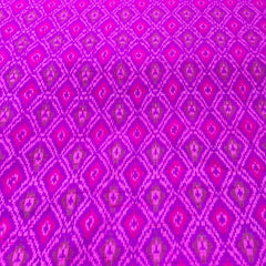 Purple Geometric Pure Raw Silk Ikkat