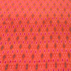 Orange and Pink Geometric Pure Raw Silk Ikkat