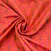 Orange and Pink Geometric Pure Raw Silk Ikkat