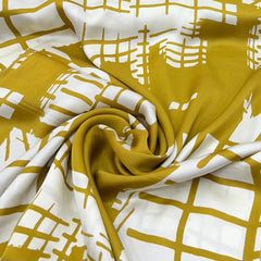 Mustard and White Geometric Modal Satin Printed