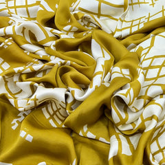 Mustard and White Geometric Modal Satin Printed