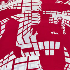 Red and White Geometric Modal Satin Printed