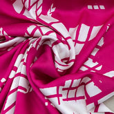 Pink and White Geometric Modal Satin Printed
