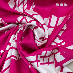 Pink and White Geometric Modal Satin Printed
