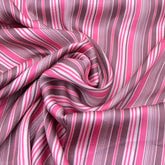 Pink Brown Stripes Modal Satin Printed