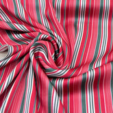 Red Green White Stripes Modal Satin Printed