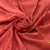 Rust Orange Multicolour Butti Mul Chanderi Embroidery