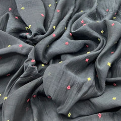 Black Multicolour Butti Mul Chanderi Embroidery