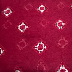 Pink Diamond Shape Thread Mul Chanderi Embroidery