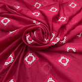 Pink Diamond Shape Thread Mul Chanderi Embroidery