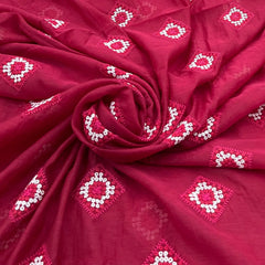 Pink Diamond Shape Thread Mul Chanderi Embroidery