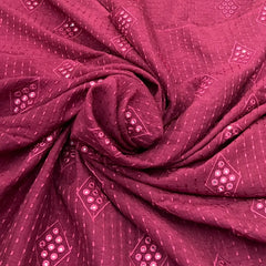 Maroon Wine Mirror Work & Thread Slub Silk Embroidery