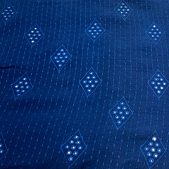 Blue Mirror Work & Thread Slub Silk Embroidery