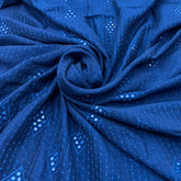 Blue Mirror Work & Thread Slub Silk Embroidery