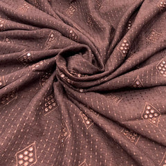 Brown Mirror Work & Thread Slub Silk Embroidery