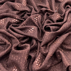 Brown Mirror Work & Thread Slub Silk Embroidery