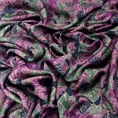 Purple Abstract Modal Satin Printed