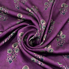 Purple Floral Modal Satin Printed