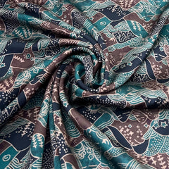 Emerald Green Abstract Modal Satin Printed