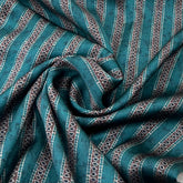 Emerald Green Stripes Modal Satin Printed