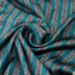 Emerald Green Stripes Modal Satin Printed