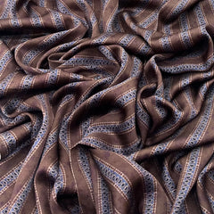 Coffee Brown Stripes Modal Satin Printed