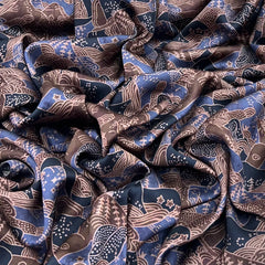 Coffee Brown Abstract Modal Satin Printed