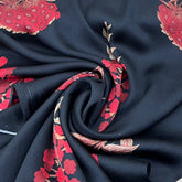 Black Floral Modal Satin Printed