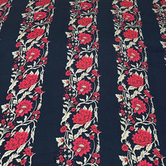 Black Floral & Stripes Modal Satin Printed