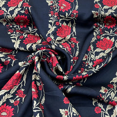 Black Floral & Stripes Modal Satin Printed