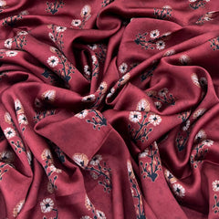 Maroon Floral Motif Modal Satin Printed