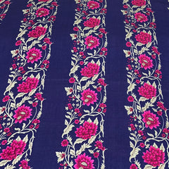 Purple Floral & Stripes Modal Satin Printed