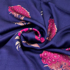 Purple Floral Modal Satin Printed