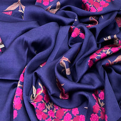 Purple Floral Modal Satin Printed