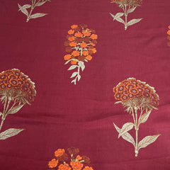 Maroon Floral Modal Satin Printed