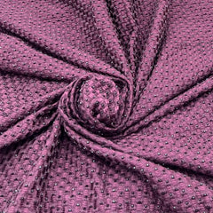 Wine French Knot Cut Dana Slub Silk Embroidery