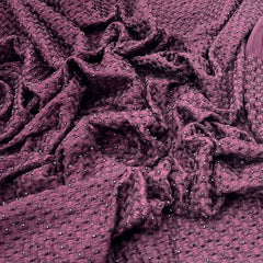 Wine French Knot Cut Dana Slub Silk Embroidery